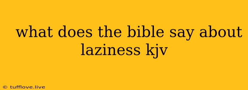  What Does The Bible Say About Laziness Kjv