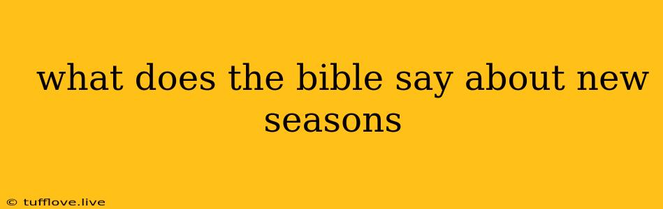  What Does The Bible Say About New Seasons