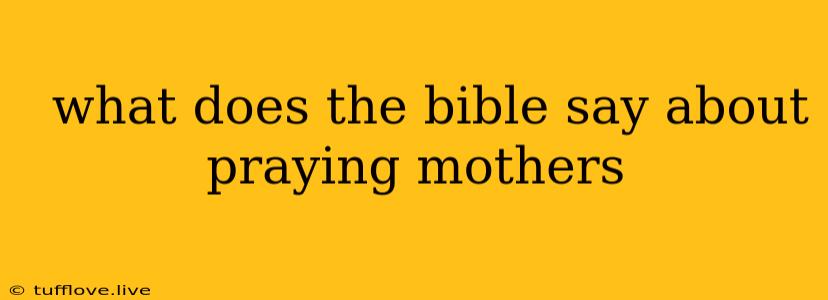  What Does The Bible Say About Praying Mothers