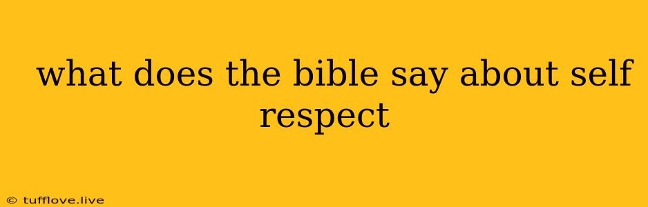  What Does The Bible Say About Self Respect