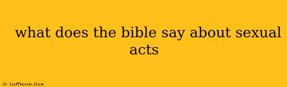  What Does The Bible Say About Sexual Acts