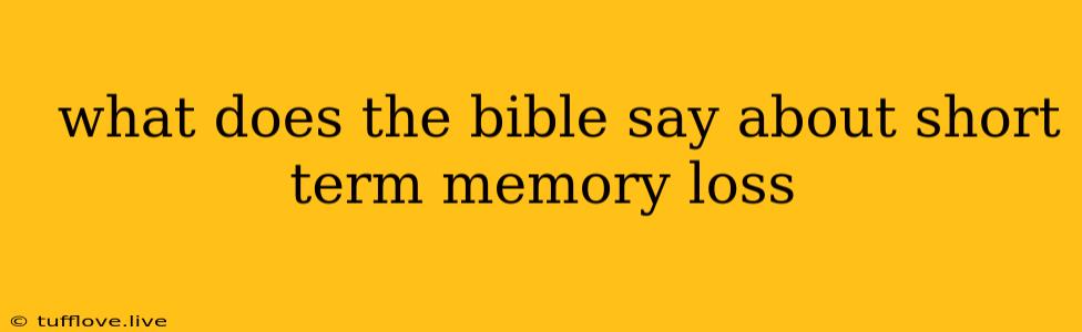  What Does The Bible Say About Short Term Memory Loss