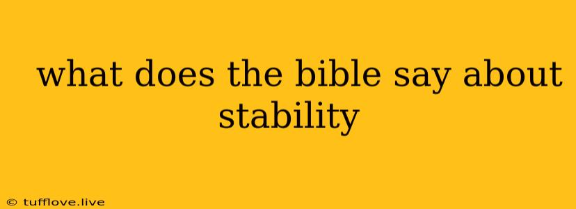  What Does The Bible Say About Stability