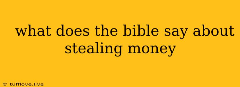  What Does The Bible Say About Stealing Money