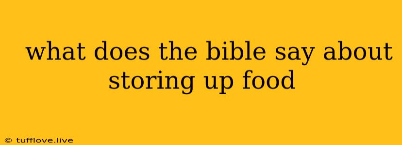  What Does The Bible Say About Storing Up Food