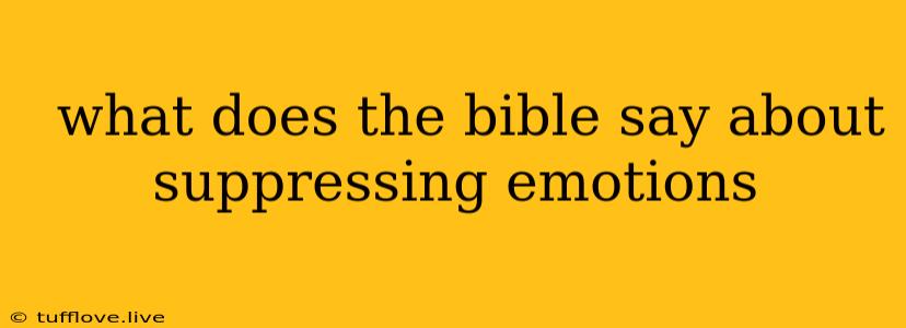  What Does The Bible Say About Suppressing Emotions