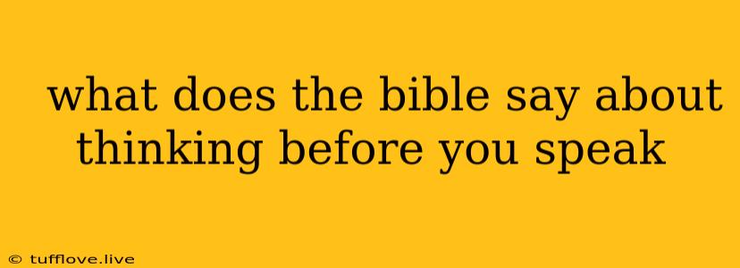  What Does The Bible Say About Thinking Before You Speak