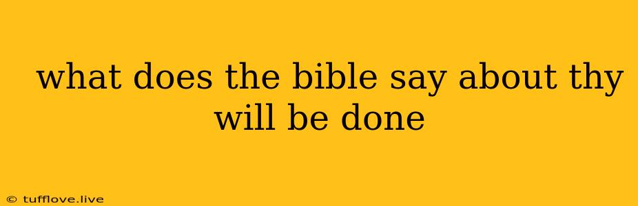  What Does The Bible Say About Thy Will Be Done