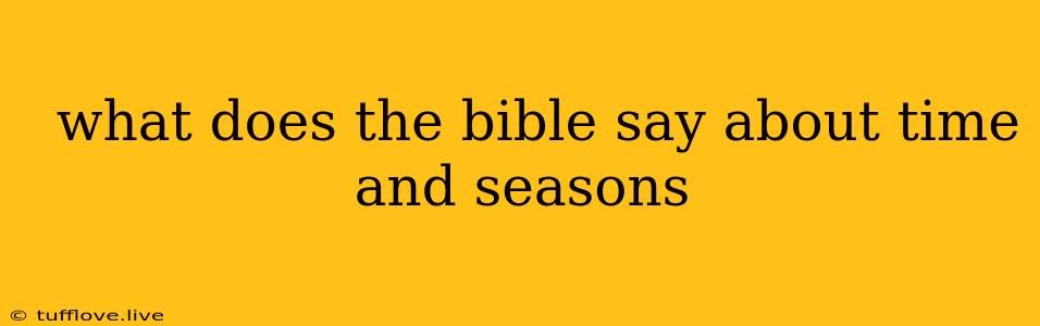  What Does The Bible Say About Time And Seasons