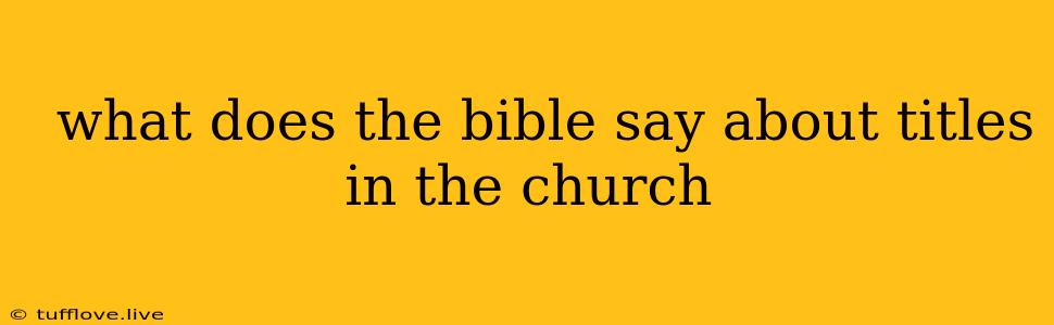  What Does The Bible Say About Titles In The Church