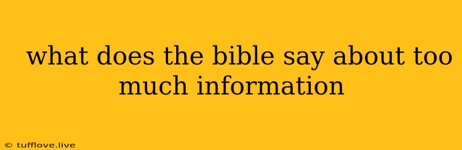  What Does The Bible Say About Too Much Information