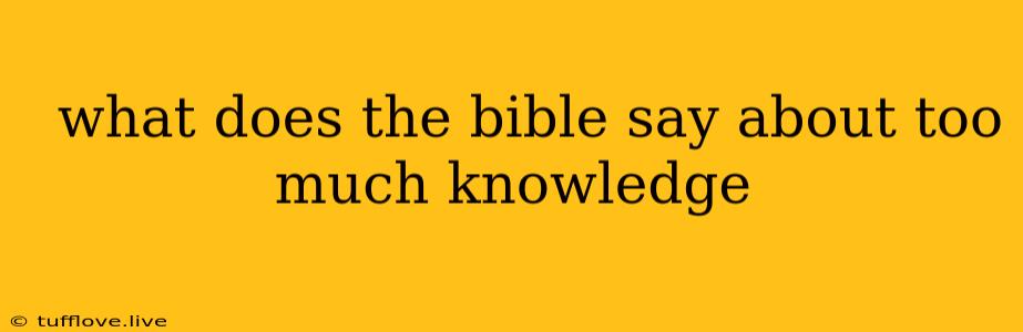  What Does The Bible Say About Too Much Knowledge