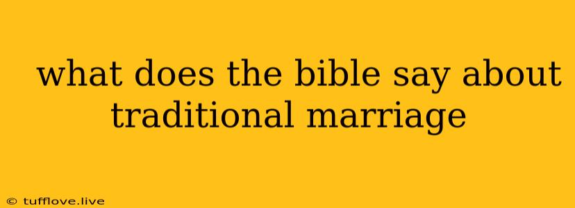  What Does The Bible Say About Traditional Marriage