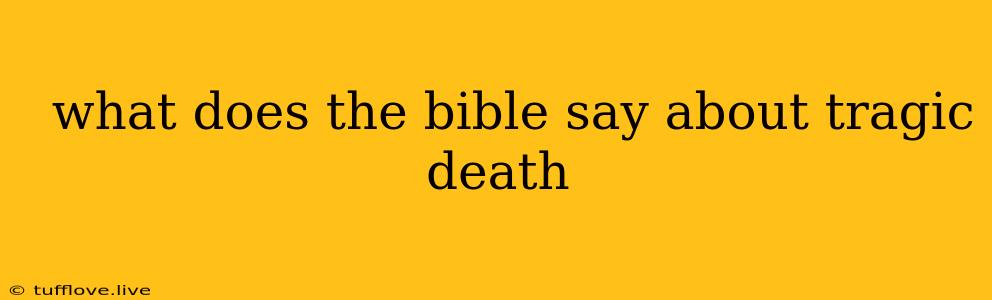  What Does The Bible Say About Tragic Death