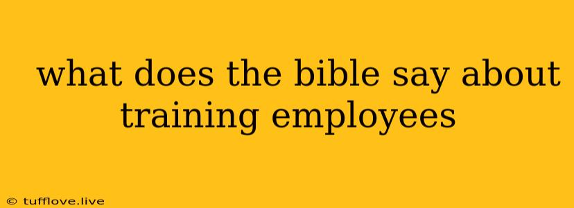  What Does The Bible Say About Training Employees