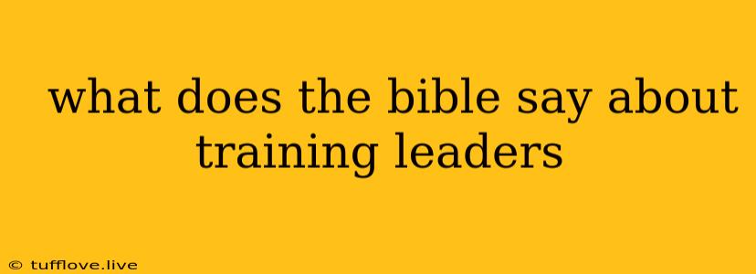  What Does The Bible Say About Training Leaders