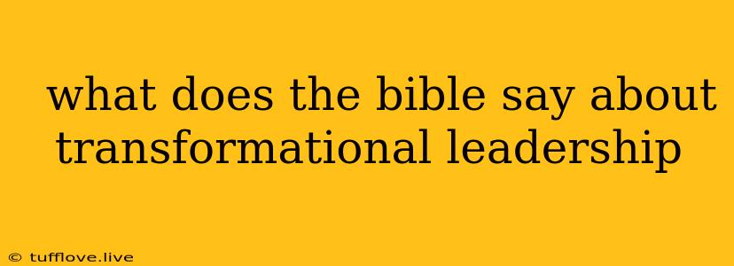  What Does The Bible Say About Transformational Leadership