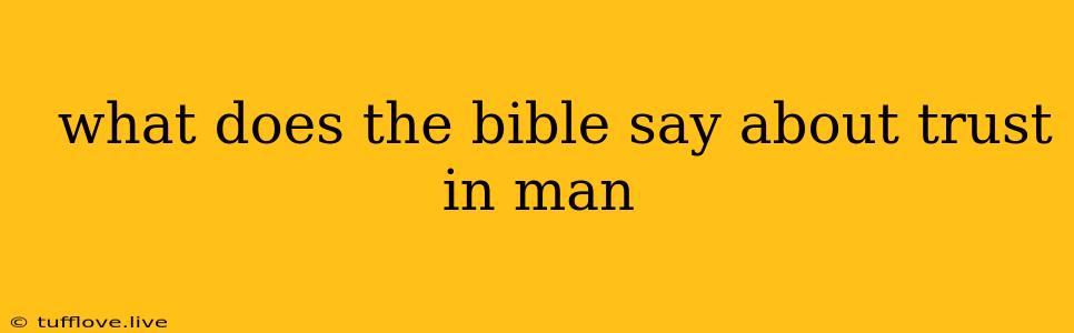  What Does The Bible Say About Trust In Man