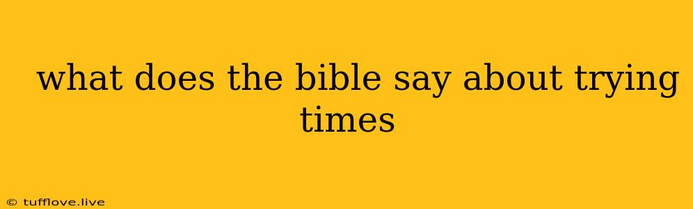  What Does The Bible Say About Trying Times