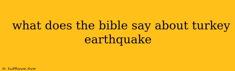  What Does The Bible Say About Turkey Earthquake