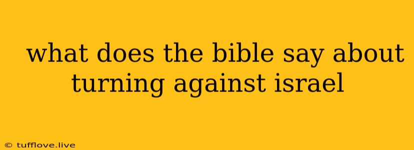  What Does The Bible Say About Turning Against Israel