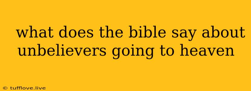  What Does The Bible Say About Unbelievers Going To Heaven