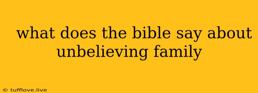  What Does The Bible Say About Unbelieving Family