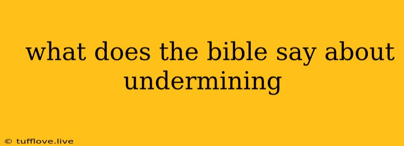  What Does The Bible Say About Undermining