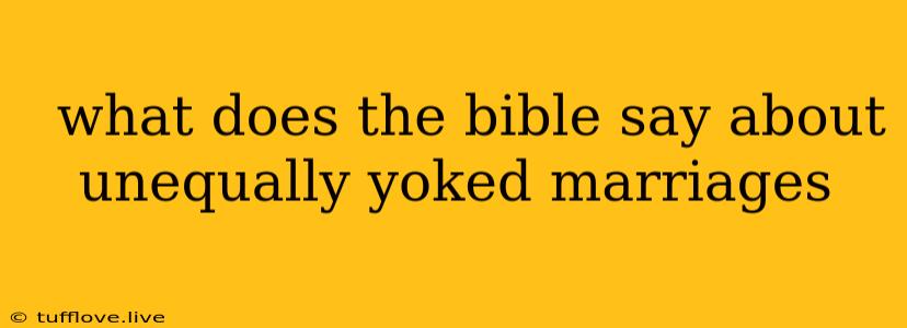  What Does The Bible Say About Unequally Yoked Marriages