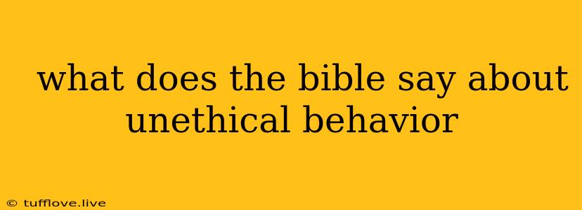  What Does The Bible Say About Unethical Behavior