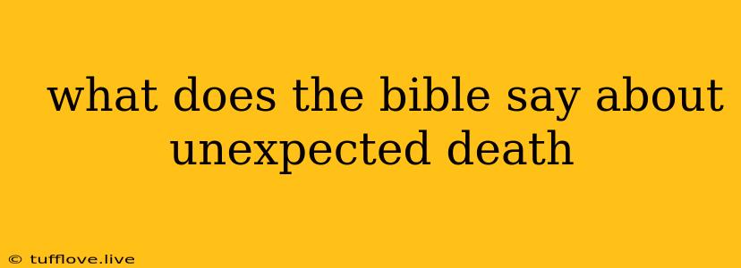  What Does The Bible Say About Unexpected Death