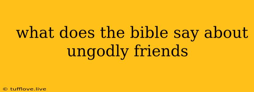  What Does The Bible Say About Ungodly Friends