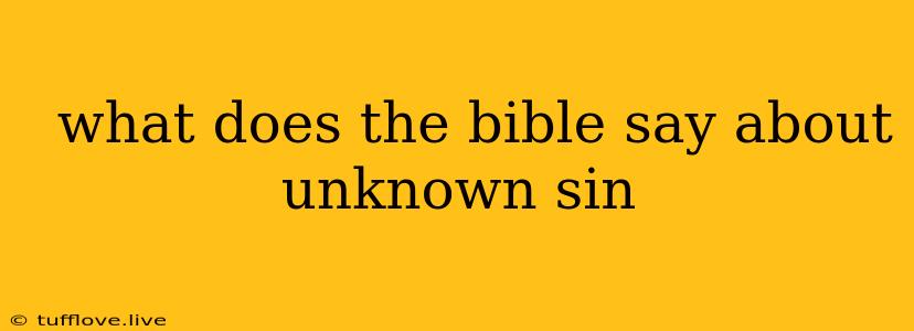  What Does The Bible Say About Unknown Sin