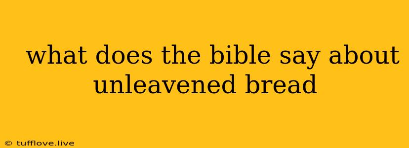  What Does The Bible Say About Unleavened Bread