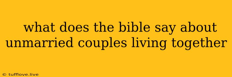  What Does The Bible Say About Unmarried Couples Living Together