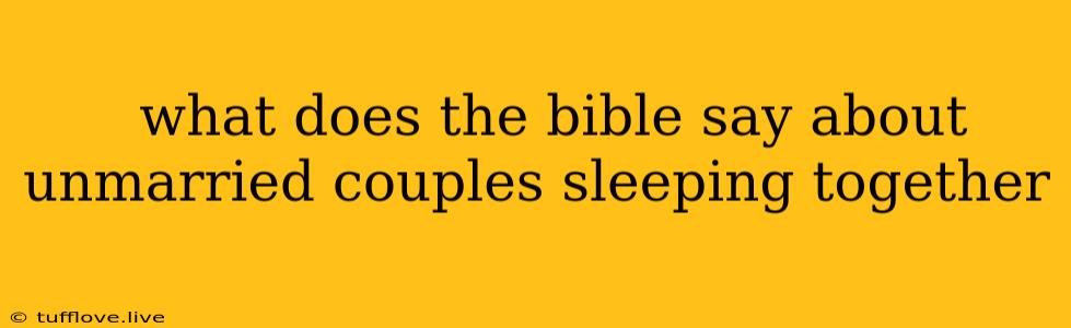  What Does The Bible Say About Unmarried Couples Sleeping Together