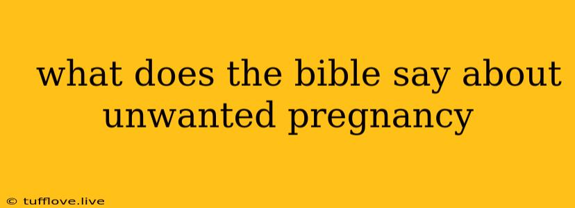  What Does The Bible Say About Unwanted Pregnancy