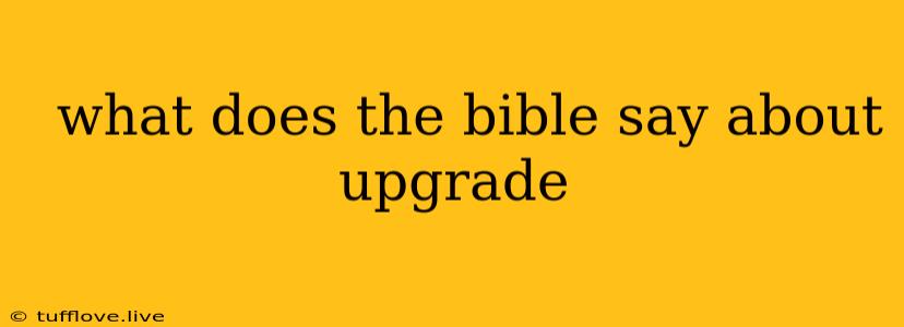  What Does The Bible Say About Upgrade