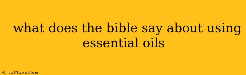  What Does The Bible Say About Using Essential Oils