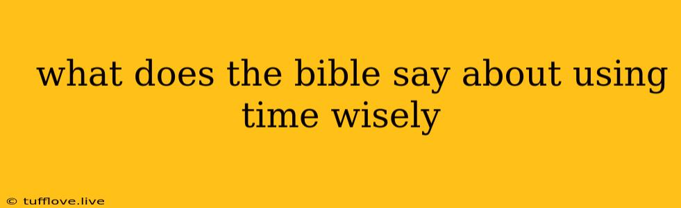  What Does The Bible Say About Using Time Wisely