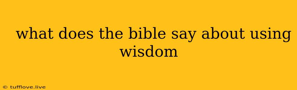  What Does The Bible Say About Using Wisdom