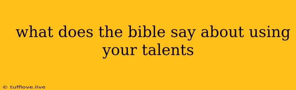  What Does The Bible Say About Using Your Talents