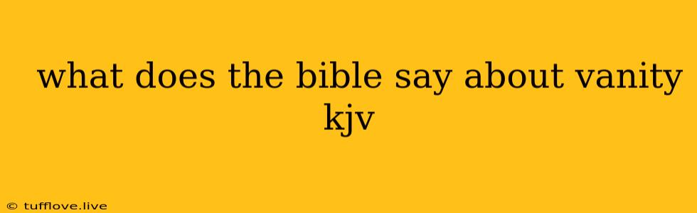  What Does The Bible Say About Vanity Kjv