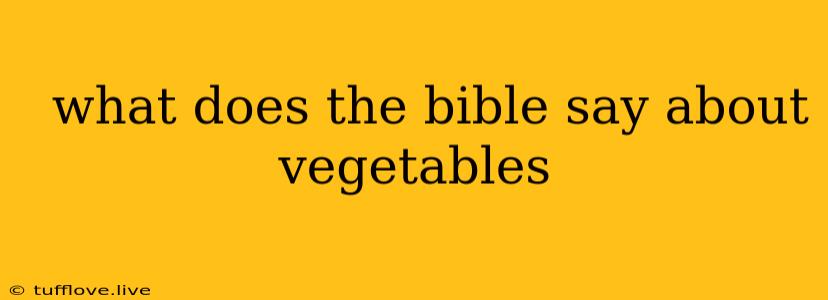  What Does The Bible Say About Vegetables