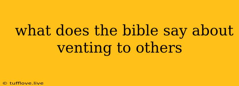  What Does The Bible Say About Venting To Others