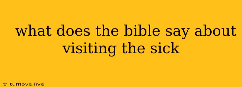  What Does The Bible Say About Visiting The Sick