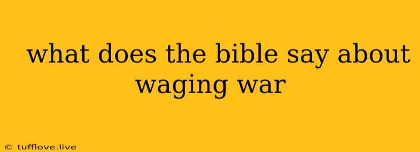  What Does The Bible Say About Waging War