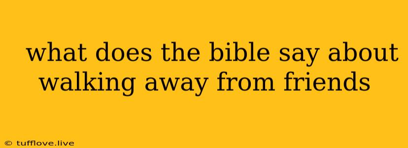  What Does The Bible Say About Walking Away From Friends