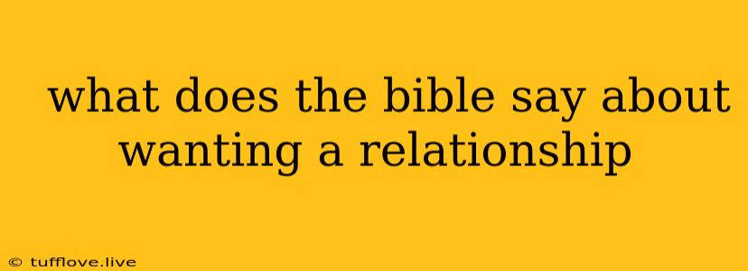  What Does The Bible Say About Wanting A Relationship