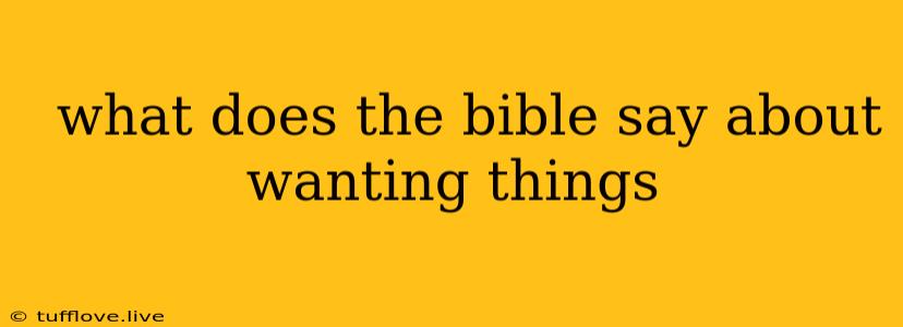  What Does The Bible Say About Wanting Things